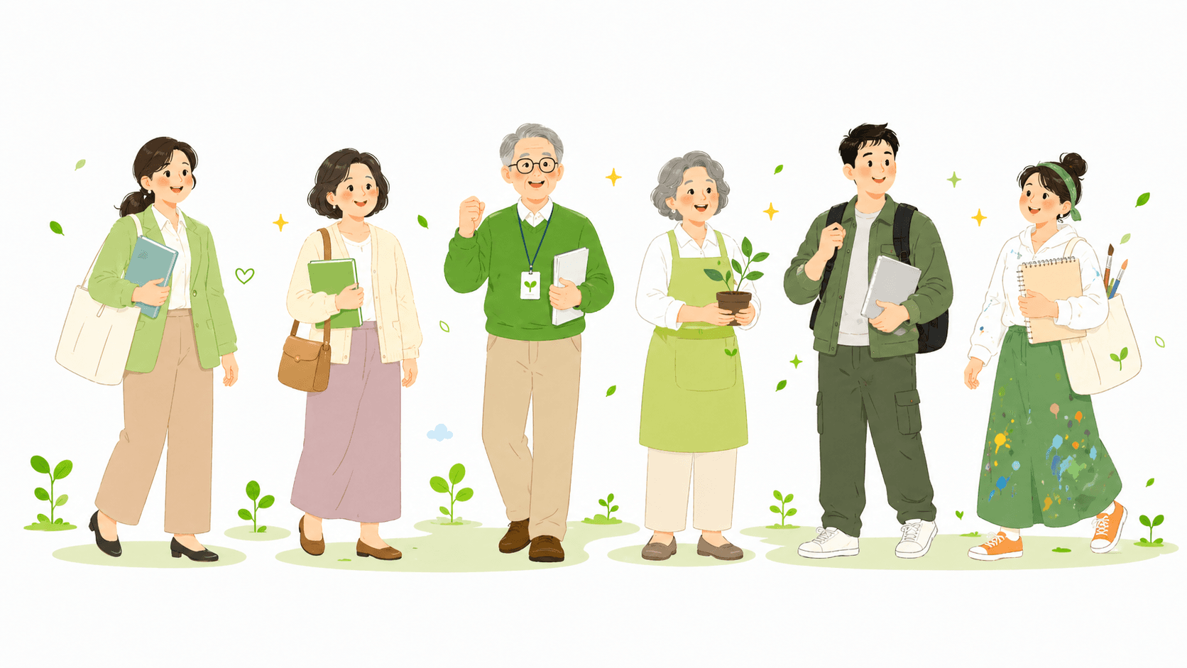 다양한 연령과 배경의 사용자 페르소나 일러스트